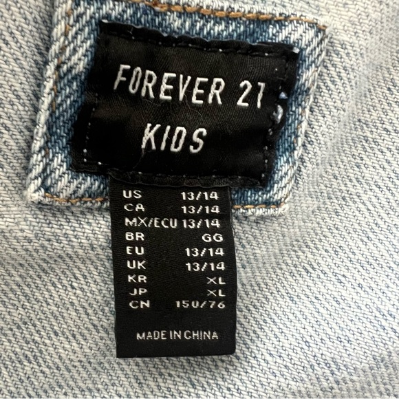 Forever 21 Kids/Juniors Denim Shirt Yin Yang Happy Face - Picture 4 of 4
